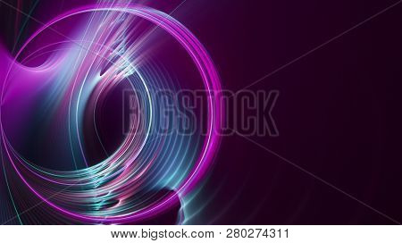 Abstract multicolor background element on black. Fractal graphics. ?omposition of glowing lines and mption blur traces. Movement and innovation concept.