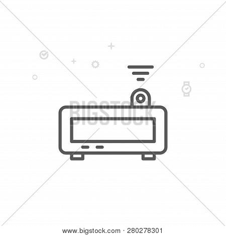 Projector Alarm Clock Vector Line Icon. Electronic Digital Clock Symbol, Pictogram, Sign. Light Abst
