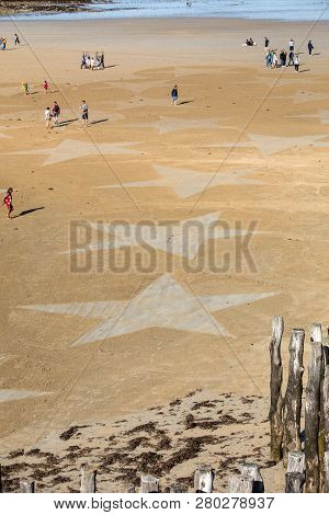Saint-malo, France - September 15, 2018: The Stars On The Beach In Saint Malo. Brittany, France