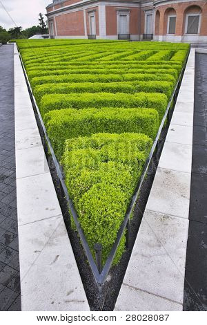Linje fra buske før museum Prado i Madrid