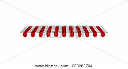 Classic Canopy Awning, Red And White Striped Sunblind, Design Element For Cafe, Shop, Restaurant Vec