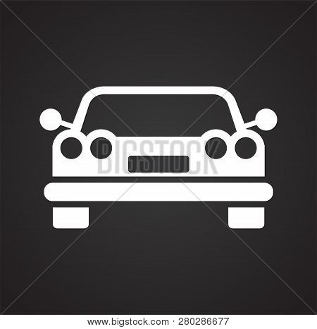 Automobile Icon On Black Background For Graphic And Web Design, Modern Simple Vector Sign. Internet 