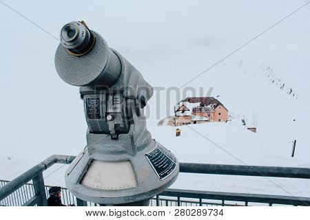 Solda, Italy - 03 24 2013: Beautiful Cloudy View Of Ski Resort Solda Sulden