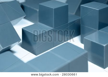 Blå Cubic objekter