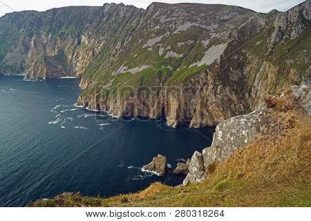 The Slieve League Cliffs In The West Of The Irish County Donegal On The Atlantic Ocean Are With 601 
