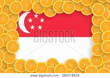 Singapore Flag  In Fresh Citrus Fruit Slices Frame