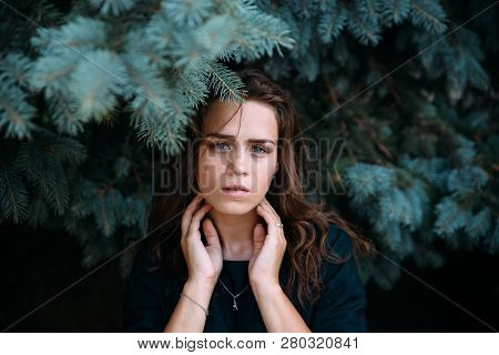 Beautiful Young Girl In The Park On A Summer Evening.