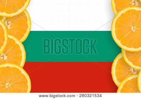 Bulgaria Flag  In Citrus Fruit Slices Vertical Frame
