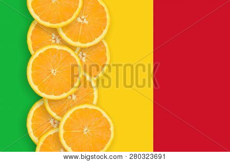 Mali Flag And Citrus Fruit Slices Vertical Row