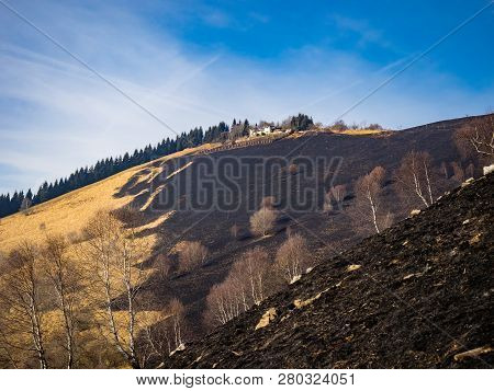 Capanna San Pietro And Burnt Slopes Of Monte Bolettone, Lombardy, Italy