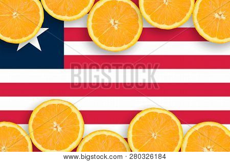 Liberia Flag  In Citrus Fruit Slices Horizontal Frame