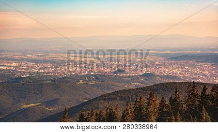 View From Shockl Mountain In Graz. Tourist Spot In Graz