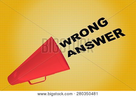 3d Illustration Of Wrong Answer Title Flowing From A Loudspeaker