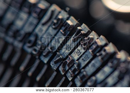 Typewriter Typebars Macro Close Up With Selective Focus