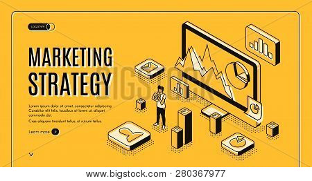 Digital Marketing Agency Isometric Vector Web Banner. Internet Entrepreneur Planning Business Strate