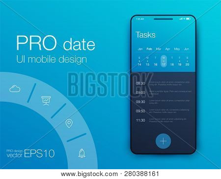 Mobile Phone Application For Analytics. Stock Vector