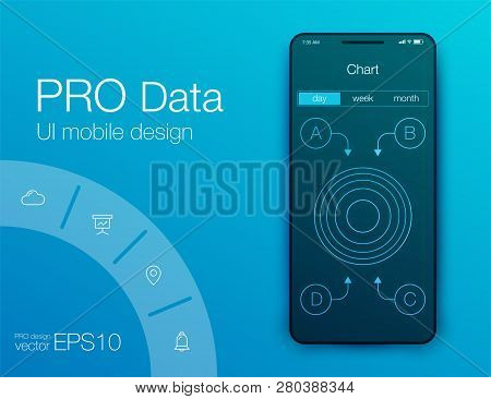 Mobile Phone Application For Analytics. Stock Vector