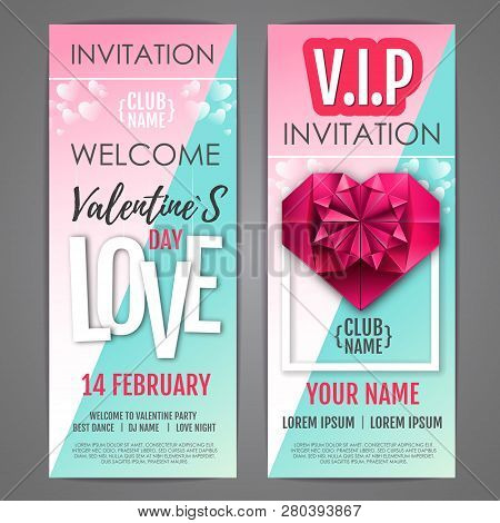 Happy Valentine`s Day Disco Party Poster. Valentine Invitation Design