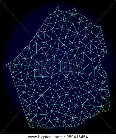 Polygonal Vector Mesh Map Of Dubai Emirate. Connected Lines, Triangles And Points Forms Abstract Map