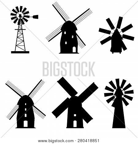 Windmill Silhouette Icon Old And Retro Object