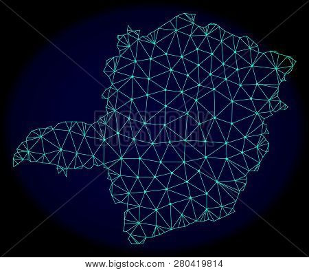 Polygonal Vector Mesh Map Of Minas Gerais State. Connected Lines, Triangles And Points Forms Abstrac
