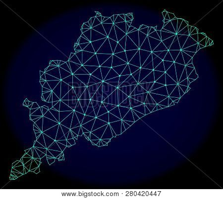 Polygonal Vector Mesh Map Of Odisha State. Connected Lines, Triangles And Points Forms Abstract Map 
