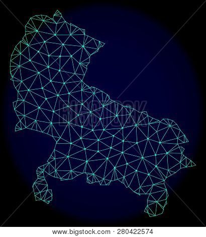 Polygonal Vector Mesh Map Of Uttar Pradesh State. Connected Lines, Triangles And Points Forms Abstra