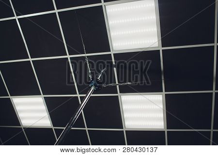 Interior Of Modern Dancing Studio For Pole Dancing Only. Ceiling Mount.