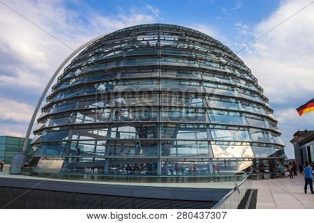 Berlin, Germany - June 8: View Of Reichstag Dome On June 8, 2013 In Berlin, Germany. The Reichstag D
