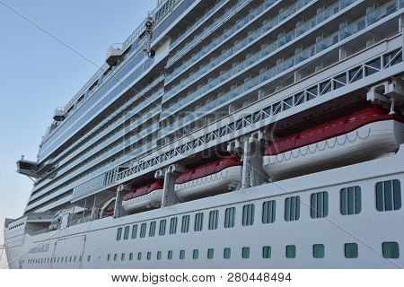 Ensenada, Mexico - Oct 25: Norwegian Bliss Cruise Ship, Docked In Ensenada, Mexico, As Seen On Oct 2