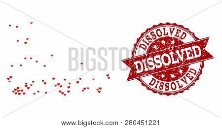 Collage Powder Participles Formed With Red Love Hearts, And Isolated Grunge Watermark. Composition F