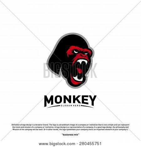 Monkey Gorilla Esport Gaming Mascot Logo Template Vector. Modern Head Monkey Logo Vector
