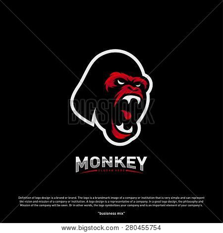 Monkey Gorilla Esport Gaming Mascot Logo Template Vector. Modern Head Monkey Logo Vector
