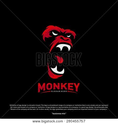 Monkey Gorilla Esport Gaming Mascot Logo Template Vector. Modern Head Monkey Logo Vector