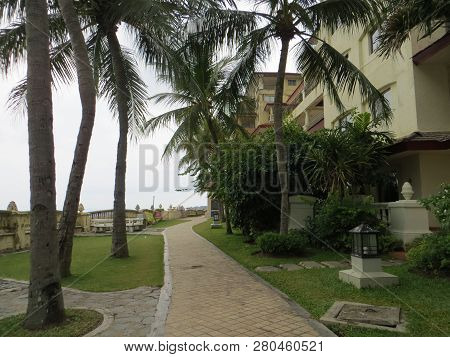 Anyer, Indonesia - June 26, 2018: Marbella Anyer Hotel, A Spanish-style Building Overlooking The Jav