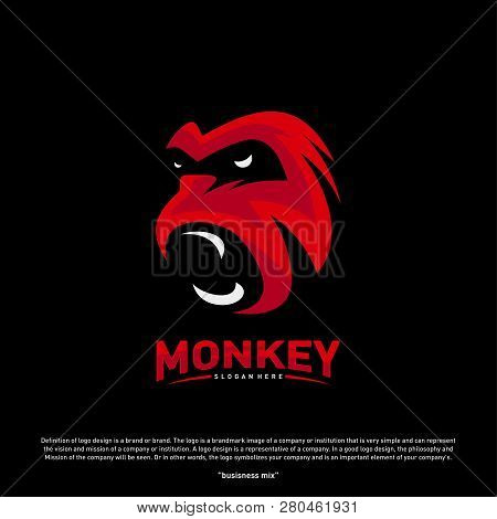 Monkey Gorilla Esport Gaming Mascot Logo Template Vector. Modern Head Monkey Logo Vector