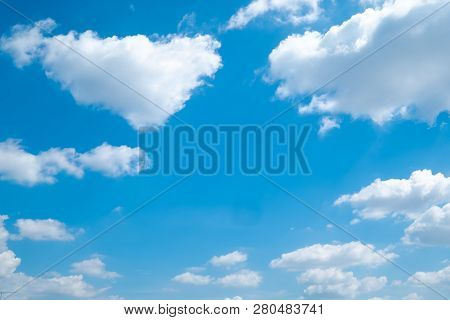 Beautiful Blue Sky Clouds For Background. Cloudy.