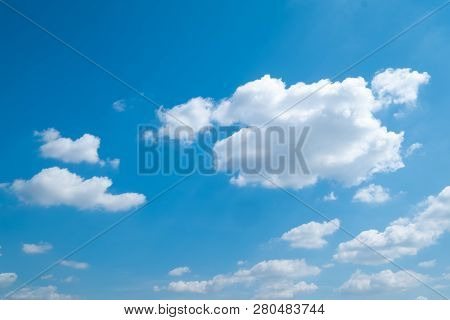 Beautiful Blue Sky Clouds For Background. Cloudy.