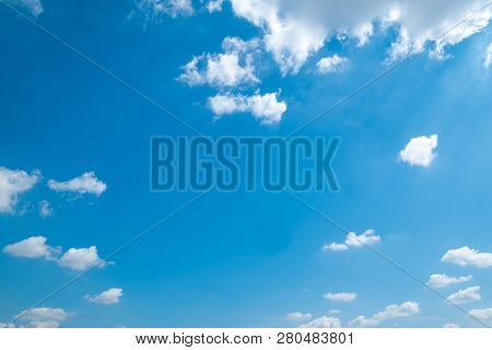 Beautiful Blue Sky Clouds For Background. Cloudy.
