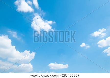 Beautiful Blue Sky Clouds For Background. Cloudy.