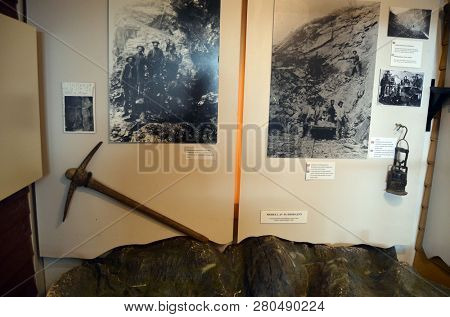 Flam railway museum.Station old Flam Railway. The Flamsbana is a 20.2-kilometer long railway line between Myrdal and Flam in Aurland, June 17,2018. Flam, Norway, Scandinavia.