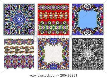 Set Of Traditional Kalamkari Ornamental Floral Paisley Design