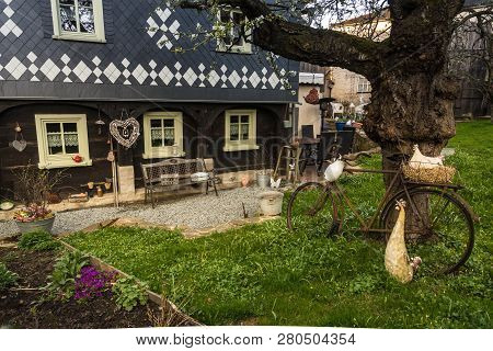 O Umgebindehaus In Obercunnersdorf, Saxony In Germany