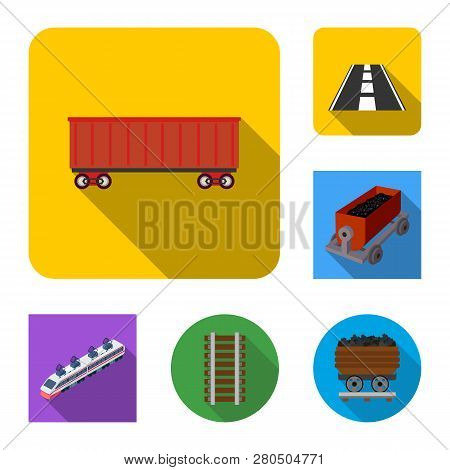 Isolated Object Of Railroad And Train Icon. Set Of Railroad And Way Vector Icon For Stock.