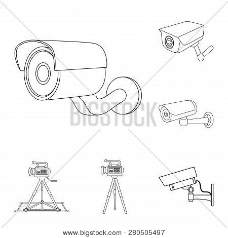 Vector Illustration Of Camcorder And Camera Symbol. Collection Of Camcorder And Dashboard Vector Ico