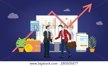 B2b Business To Business Marketing Deal Agreement Between Two Company With Some Graph And Chart Stat