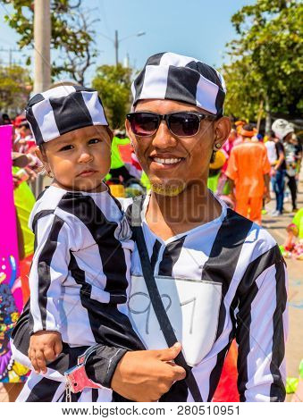 Barranquilla , Colombia  - February 26, 2017 : people participating at the parade of the carnival festival of  Barranquilla Atlantico Colombia