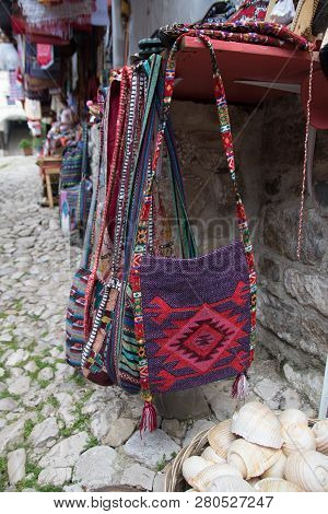 June 2018: Traditional Ottoman Market In Kruja, Birth Town Of National Hero Skanderbeg. Flea Market 