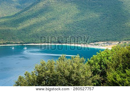 Antisamos Beach Kefalonia Island, Greece. Beautiful Sea Bay Of Antisamos On Kefalonia Island, Greece