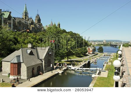 UNESCO World Heritage Site Rideau Canal Waterway in Ottawa, Ontario, Canada
